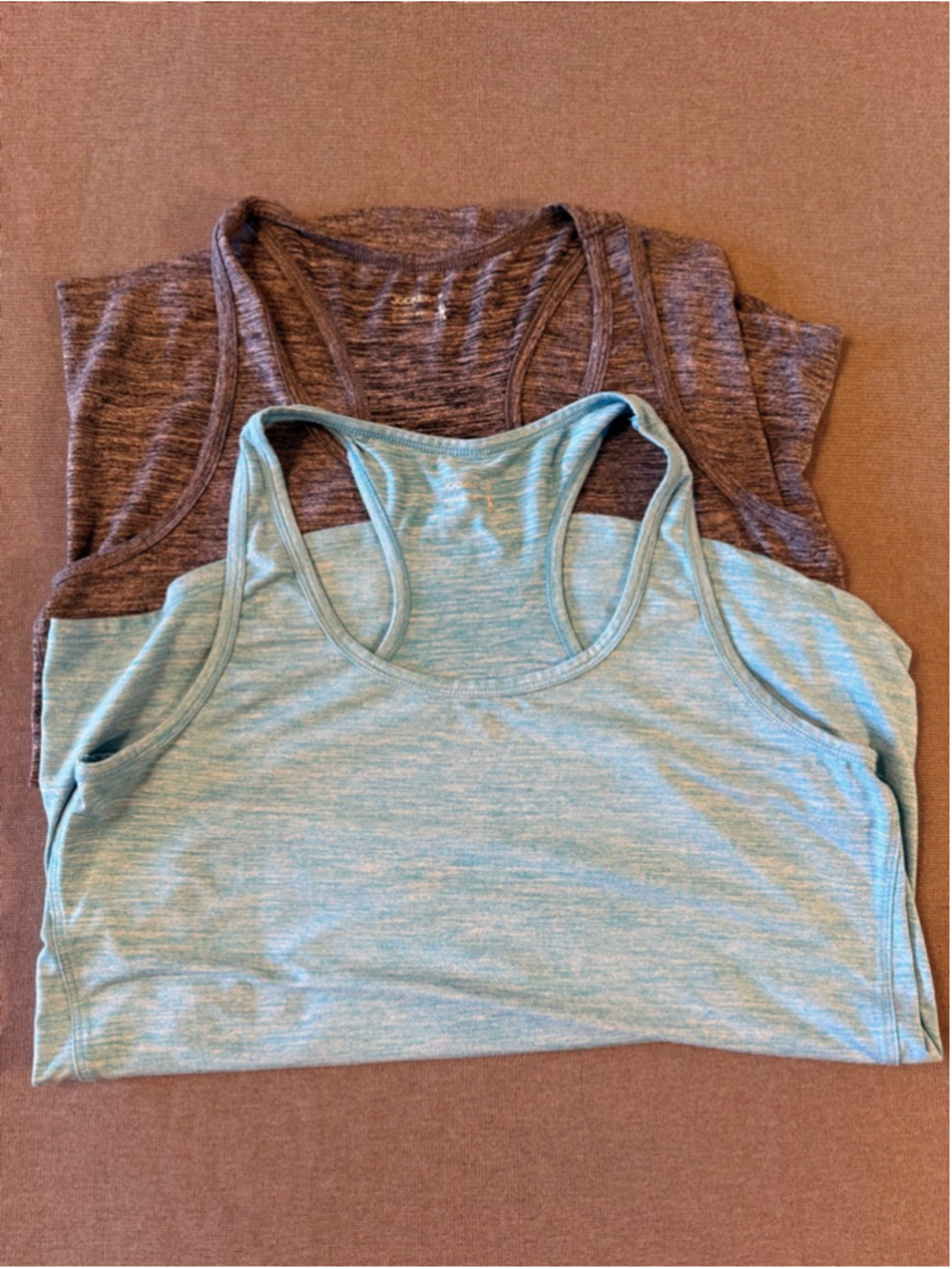 2 Jockey athletic tank tops teal gray size medium